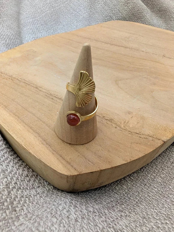 Bague cornaline - gingko