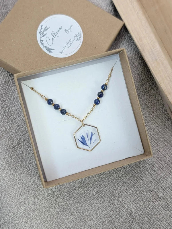 Collier pierres et bleuets