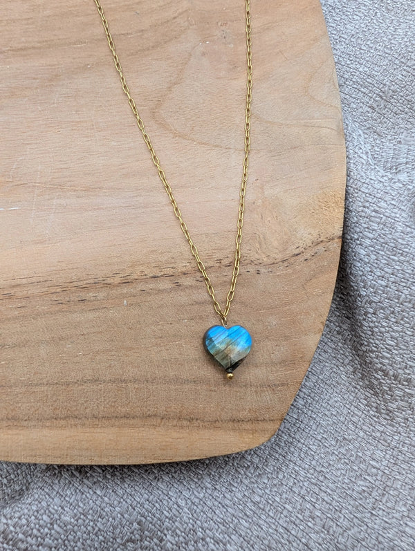Collier labradorite coeur symbiose