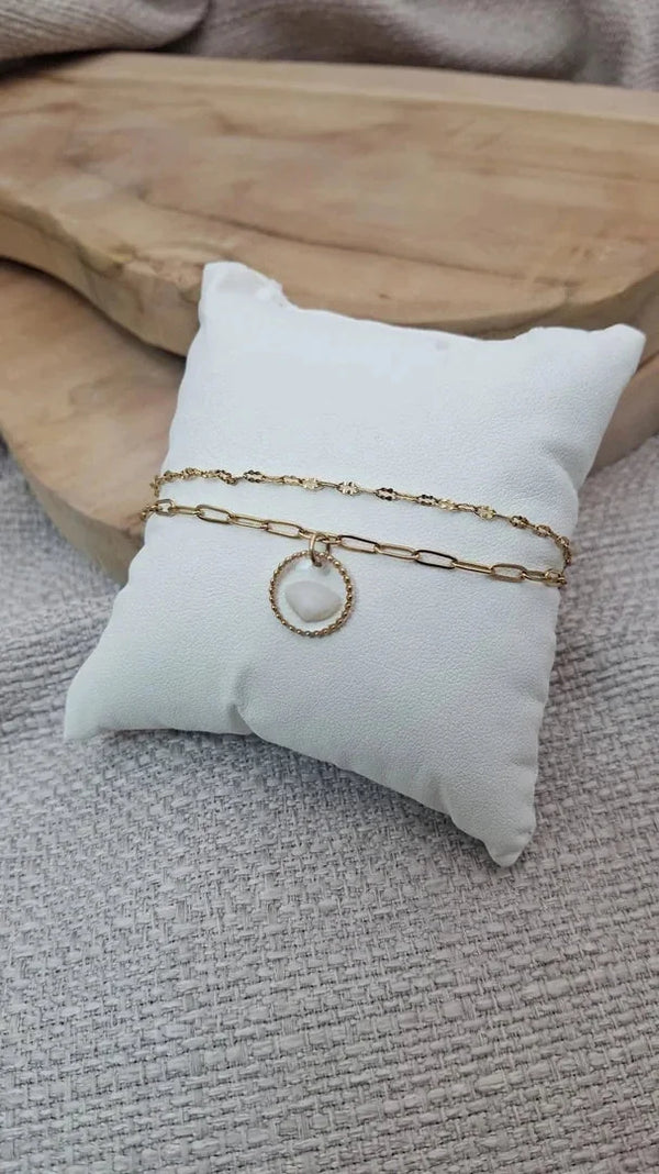 Bracelet double chaine coquillage