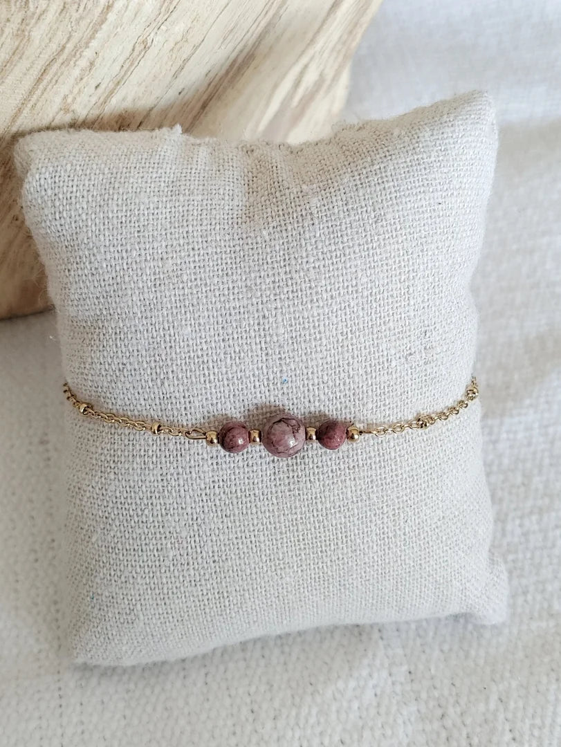 Bracelet Poissons - Rhodonite