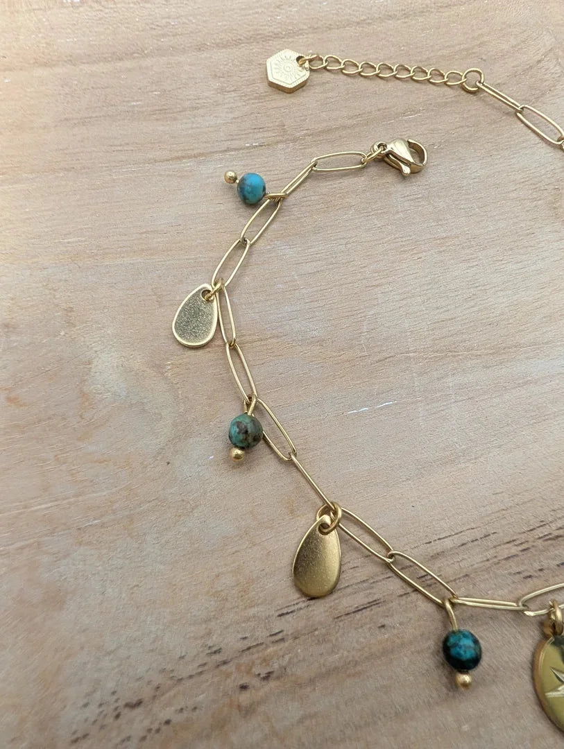 Chaine de cheville turquoise africaine