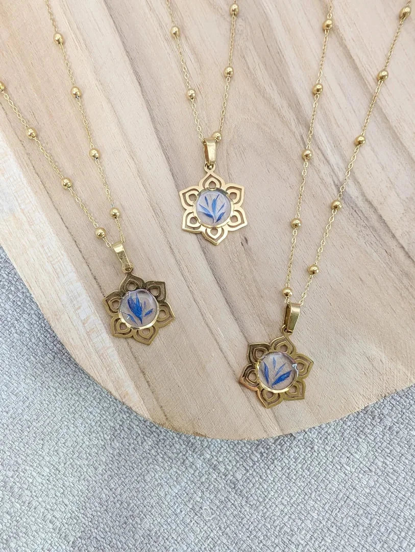 COLLIER MANDALA bleuet